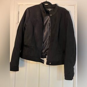 Black suede moto-style jacket